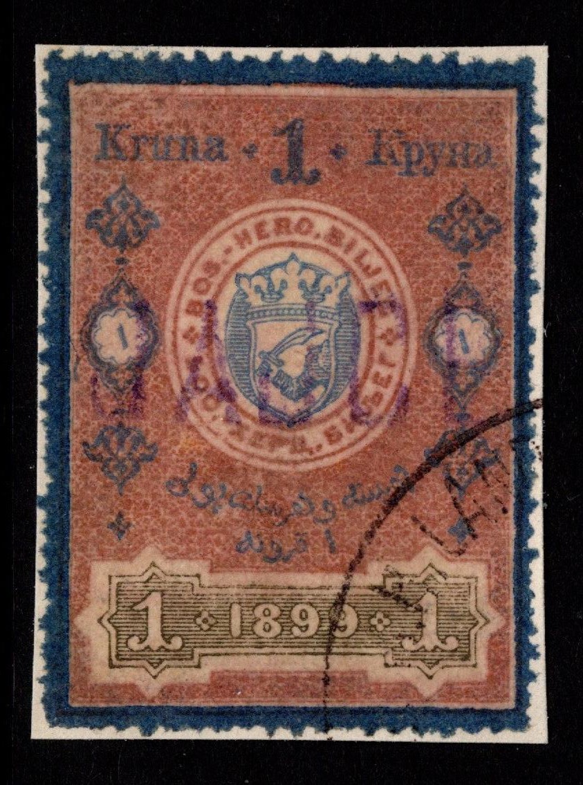 Bosnia 1899 1k Revenue Used / Cut On Piece - S53587