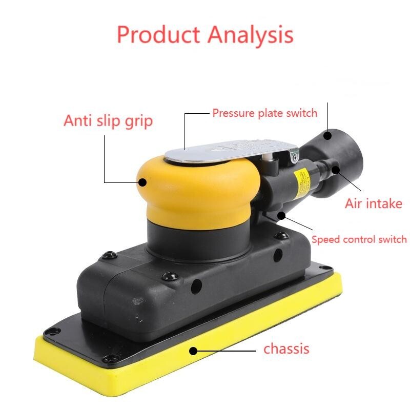 Orbital Sander with Dust Extraction Pneumatic Hook & Loop Palm Sander 70x198mm