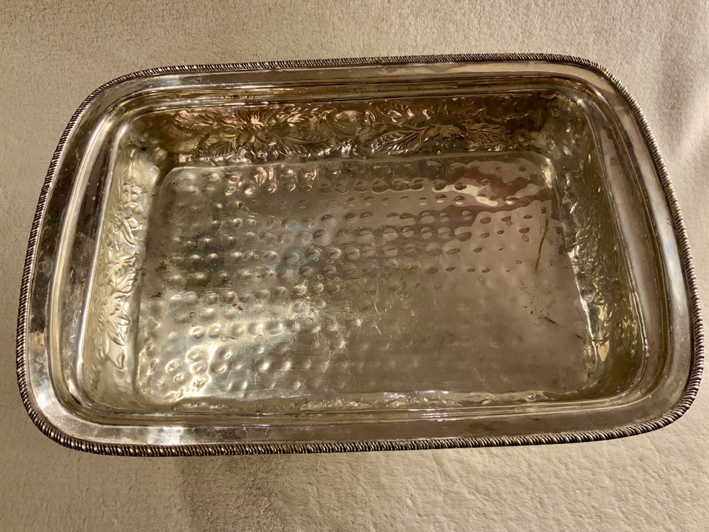Ornate Silver Plated Footed Casserole-8.5” X 13”