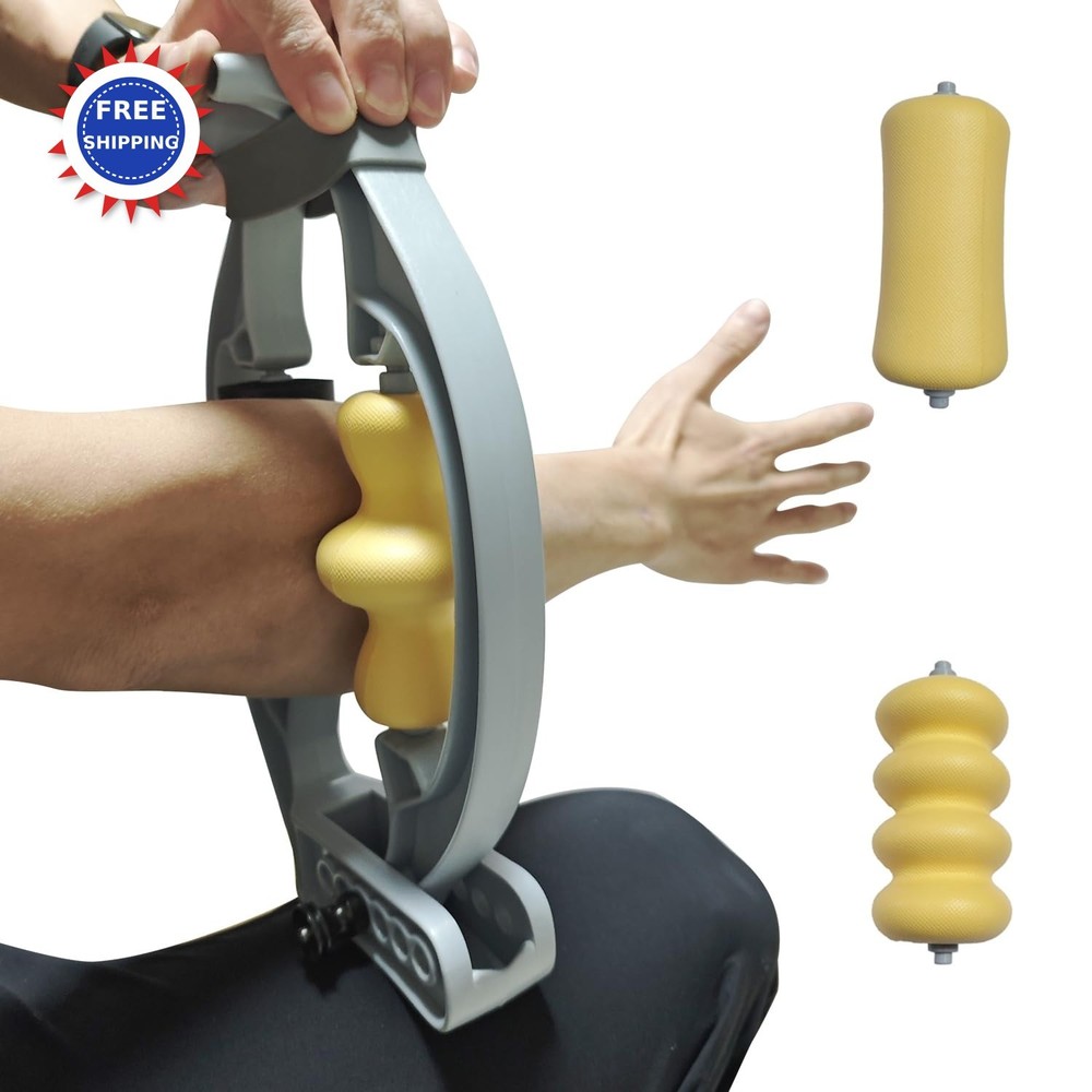 Tennis Elbow Relief & Pain Forearm Roller with Three Replaceable Massage Rollers