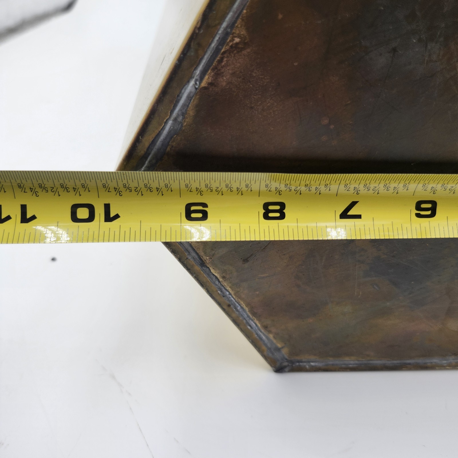 Vintage gold shiny brass Umbrella Stand 18" x 10" w/ Handles hexagon