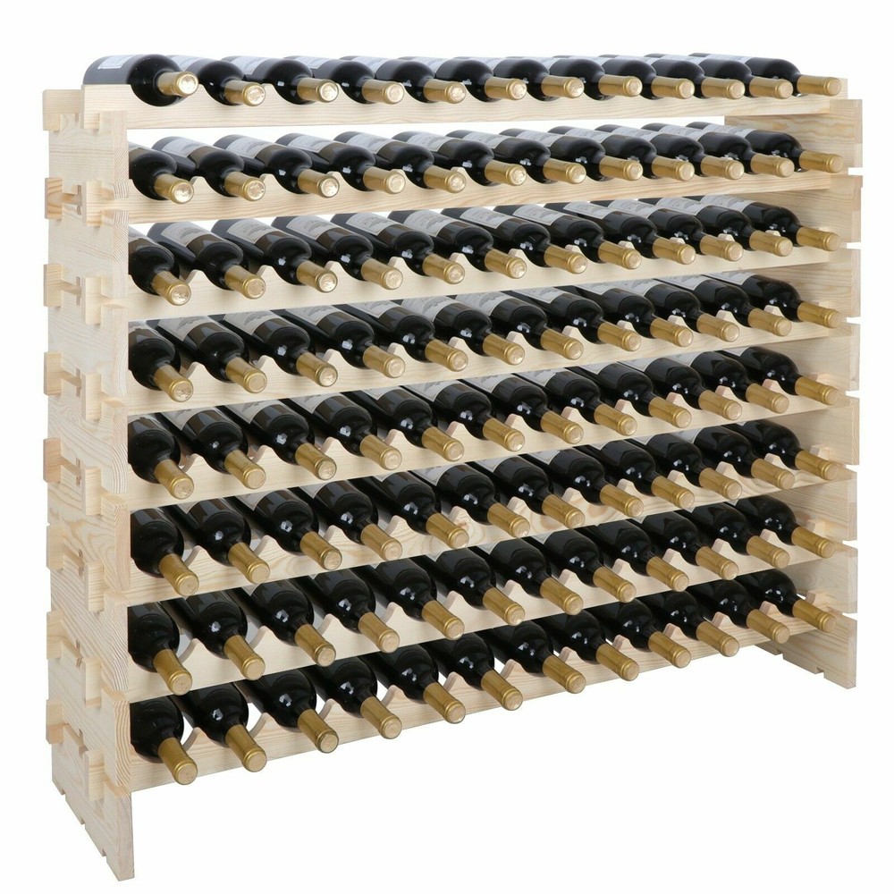 2PCS Wine Rack 96 Bottles Holder Stackable Wine Shelf Kitchen Display Organizer