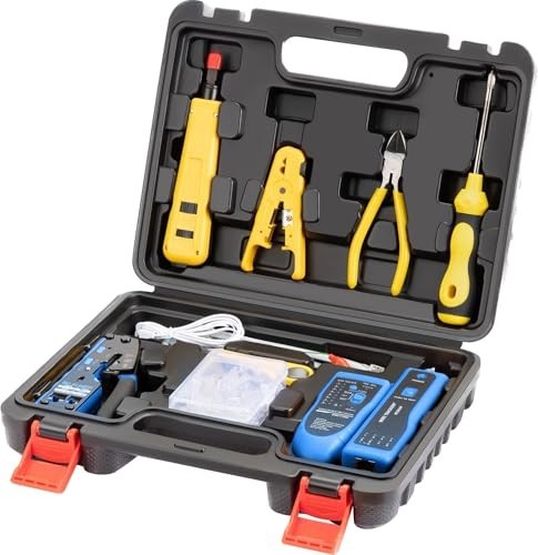 Network Tool Kit - RJ45 Crimping Tool, Cat6/Cat5e Pass Through Connectors, Wire