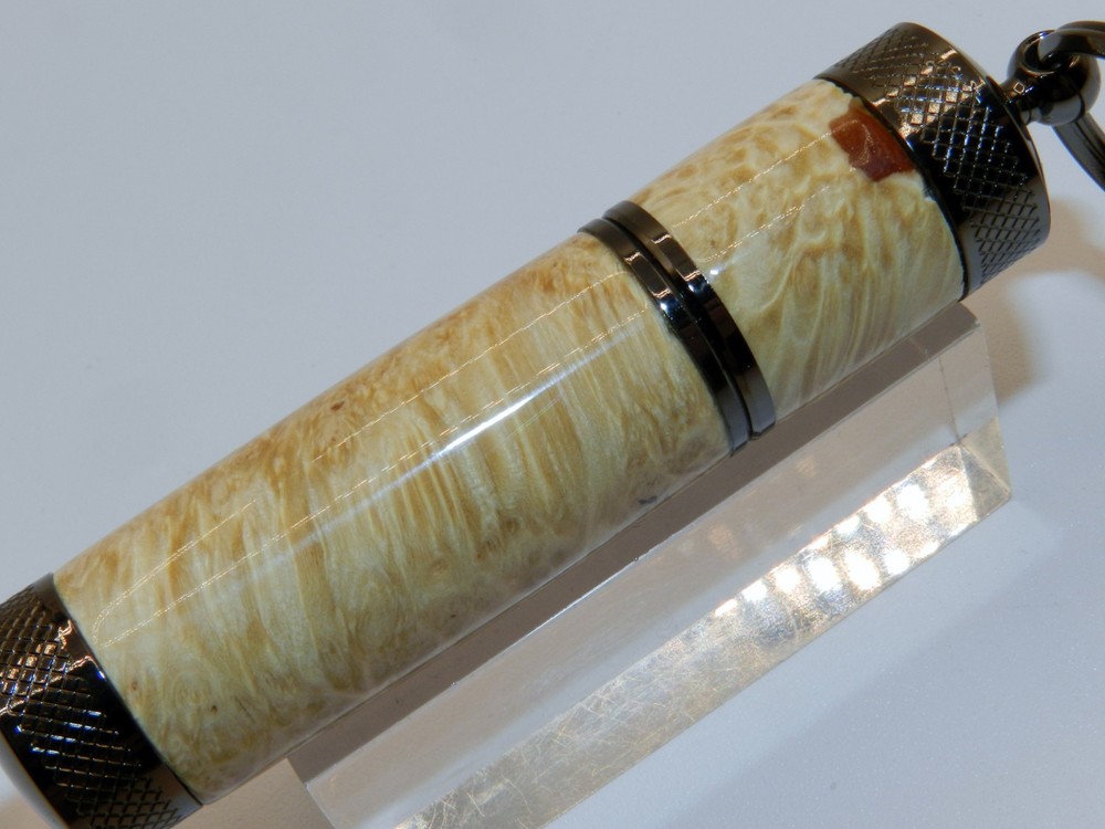 Handmade Key Chain Lighter w/ replaceable flint. Made from Box Elder Burl. #43