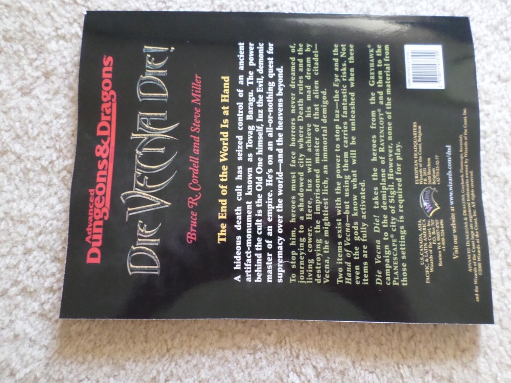 Die Vecna Die ! Dungeons & Dragons adventure module