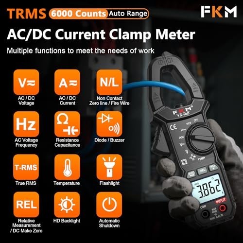Clamp Meter Multimeter 600 Amp AC DC TRMS Auto Ranging NCV Detection Capacitance