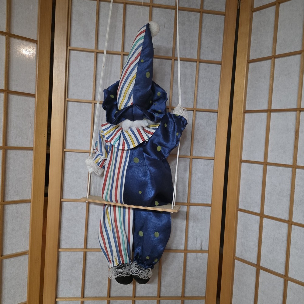 Marionette String Porcelain Head Doll Clown Puppet on Swing