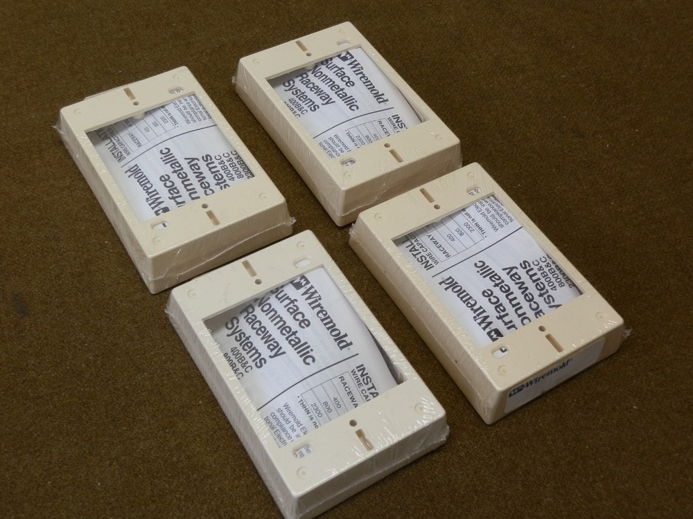 FOUR - Wiremold Ivory 2351 Shallow Surface Mount Single Gang Plastic Boxes