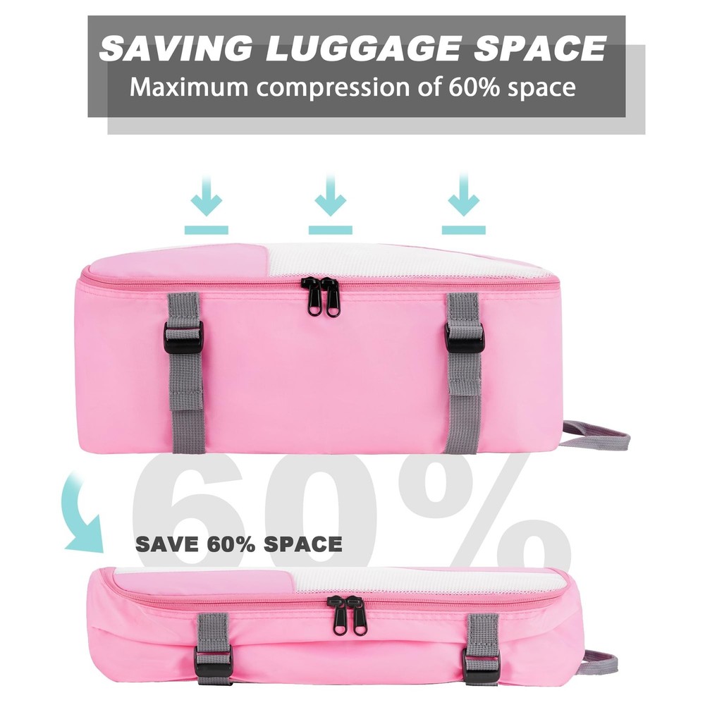 Compression Packing Cubes for Suitcases, COOSKY 6 Set Transparent Clothes Org...