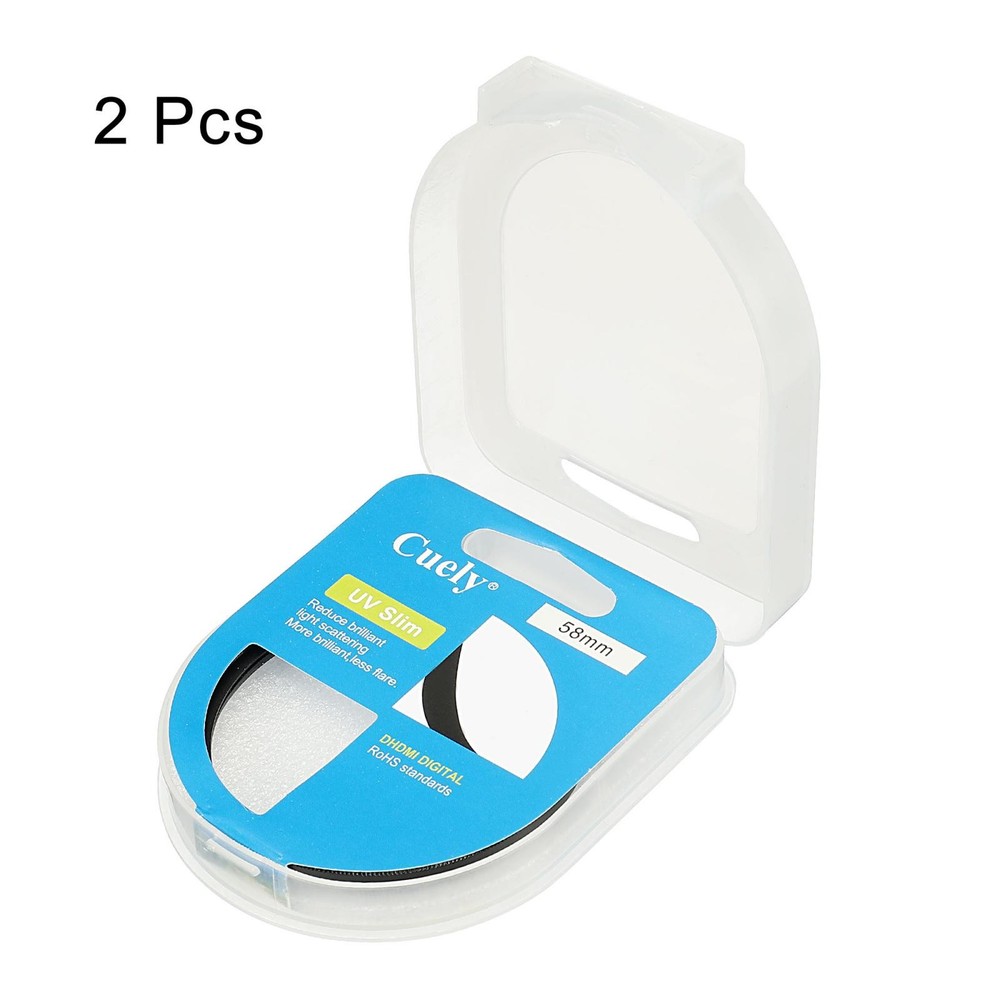 UV Lens Filters, 58mm Thin Protective Multilayer Frame, 2pcs