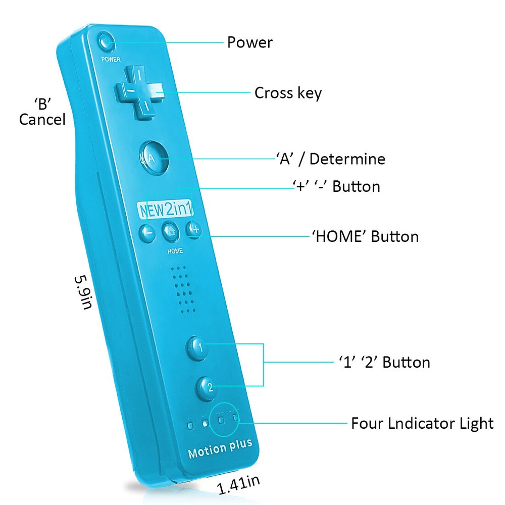 2x Wii & Wii U Motion Plus Remote Controller Joytisk + Nunchuck+Case for Will U
