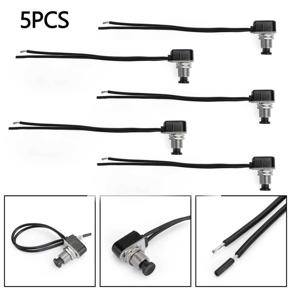 🔥5PCS Normally Open Momentary Self-resetting Push Button Reset Switch w/Wire