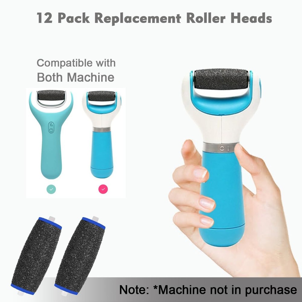 Extra Coarse Replacement Roller 12 Pack Black Compatible with Amope Pedi