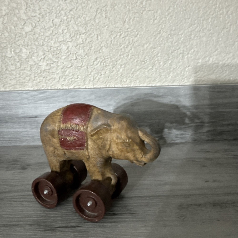 Vintage “Jumbo” Circus Elephant Pull Toy On Wheels