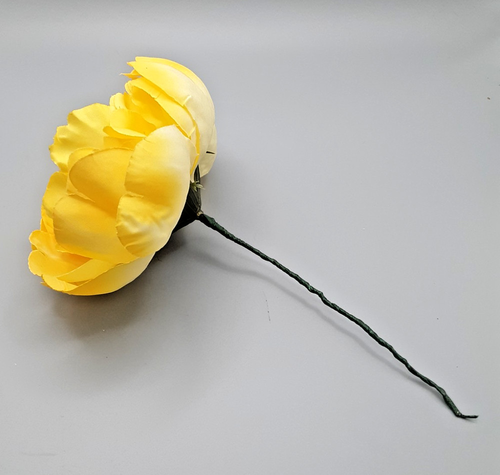 Large Yellow Peony Millinery Silk Flower