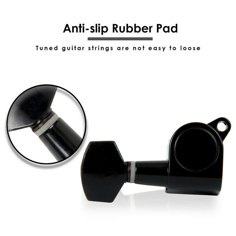 Black Enclosed Guitar String Tuning Peg Tuner Machine Head 6R Right Inline