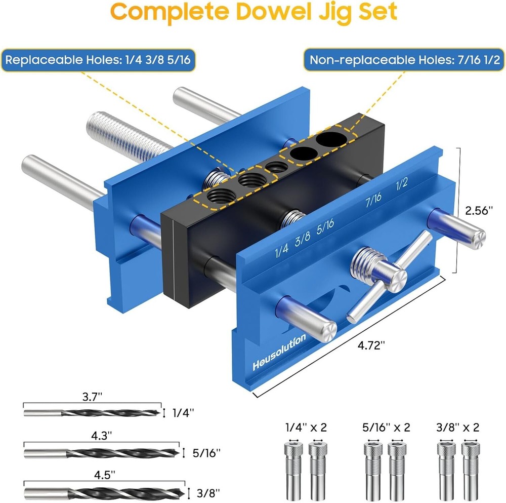 Dowel Jig 6 Extra Length Self Centering Dowel Jig Kit With 6 Drill Guide Blue
