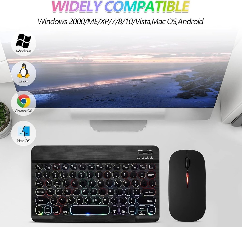 Bluetooth Keyboard and Mouse Combo for iPad - Rechargeable Wireless Keyboard.
