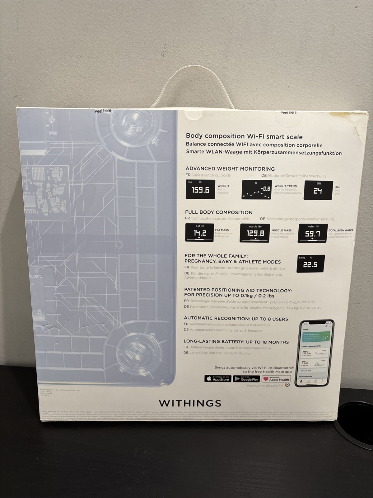 Withings Body+ Wi-Fi Smart Scale WB505 White Body Composition Monitor NEW SEALED