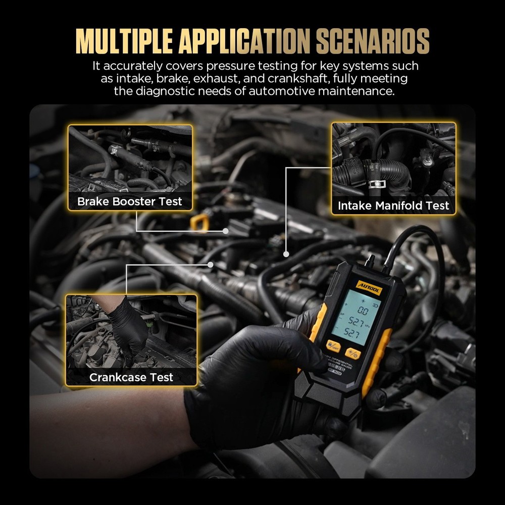 Digital Hvac Manometer Gas Pressure Tester For Engine Intake Brake System Ect