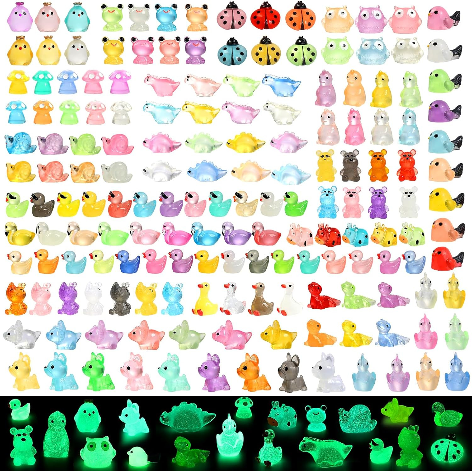 168 Pcs Mini Resin Animals Tiny Resin Animals Mini Ducks Miniature Little Small
