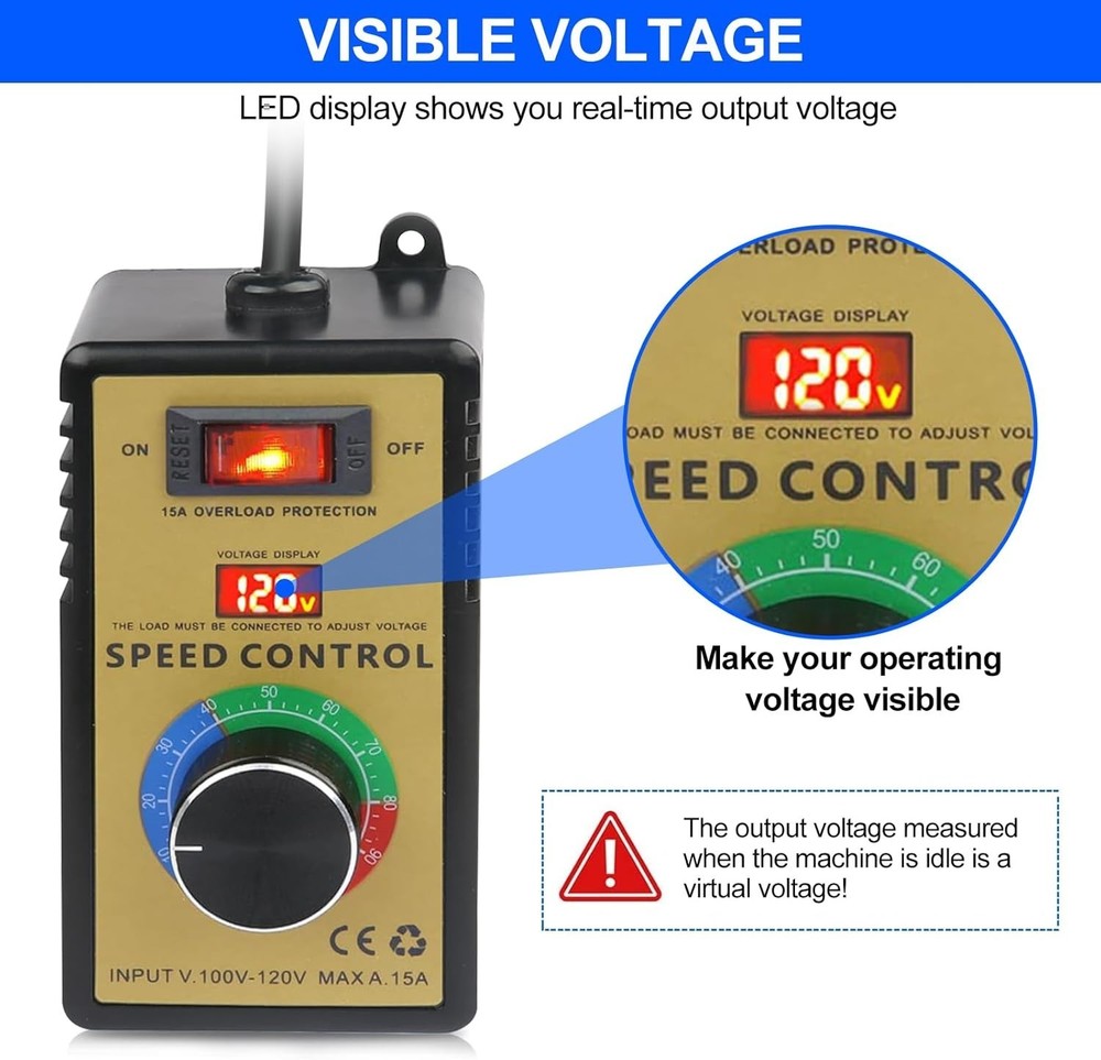 Variable Voltage Regulator 120V 15A 4000W AC Motor Speed Controller Dimmer