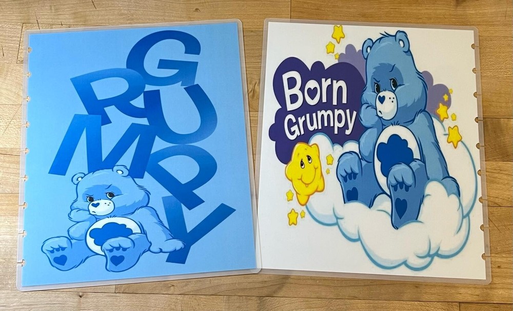 MATTE Blue Grumpy Bear Cover Set 4 use with Classic HAPPY Planner~