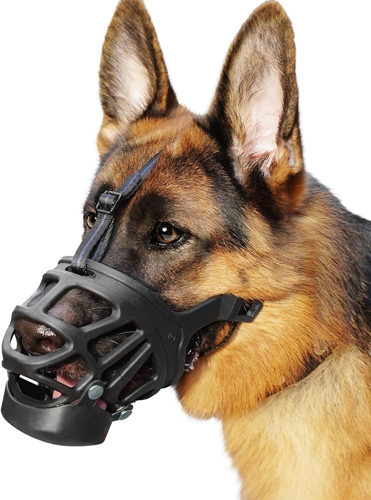 BARKL Basket Muzzle for Lar Dogs, Humane Muzzle to Prevent Biting and
