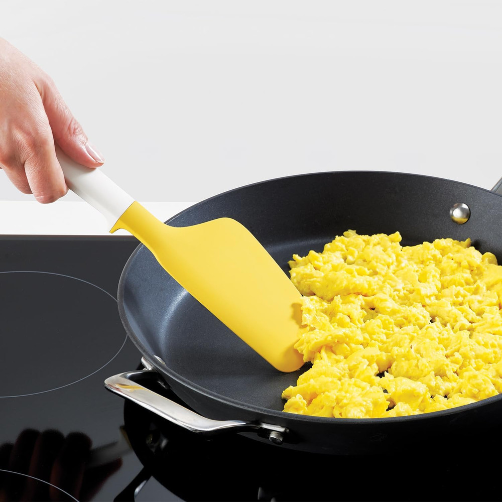Silicone Elevate Egg Spatula with Integrated Tool Rest, White/Yellow