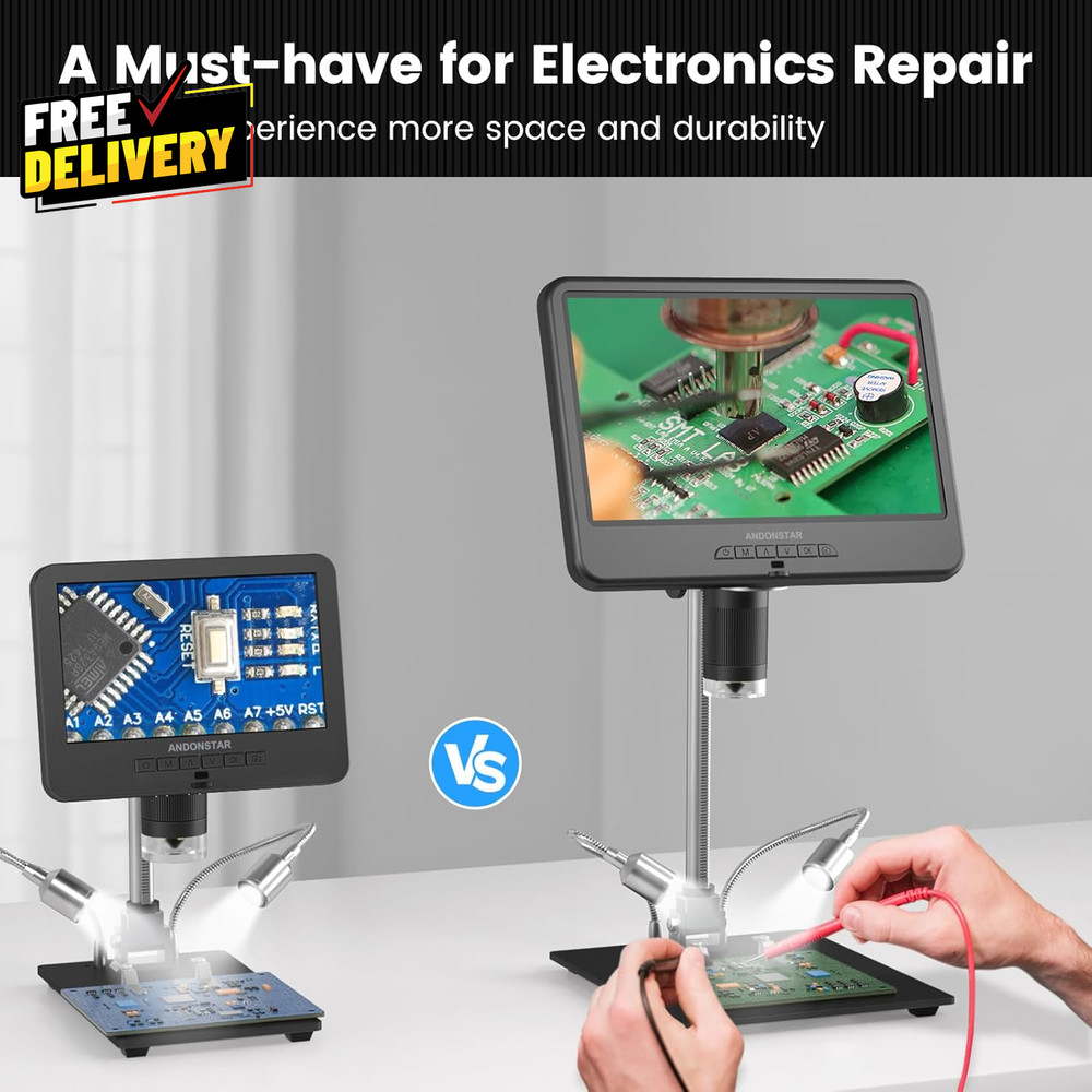 AD210 10.1 Inch LCD Digital Microscope for Adults Soldering Microscope for......