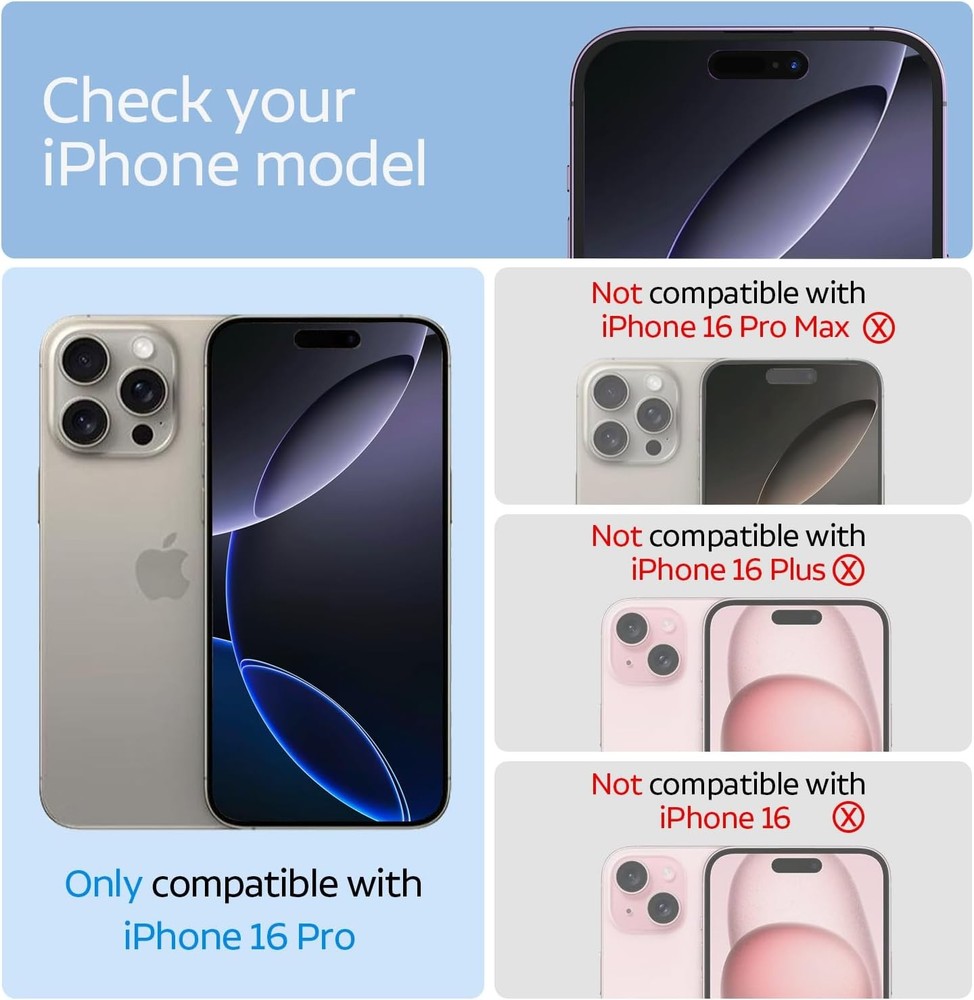 3 Pack Screen Protector for iPhone 16 Pro + 3 Pack Camera Lens Protector