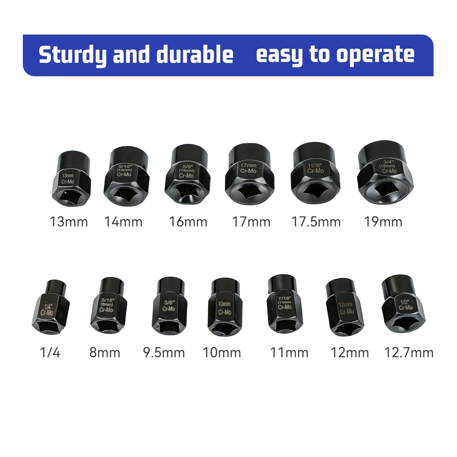 13PCS Bolt Extractor Socket Set Twist Deep Impact Nut Remover Cr-Mo Damaged Bolt