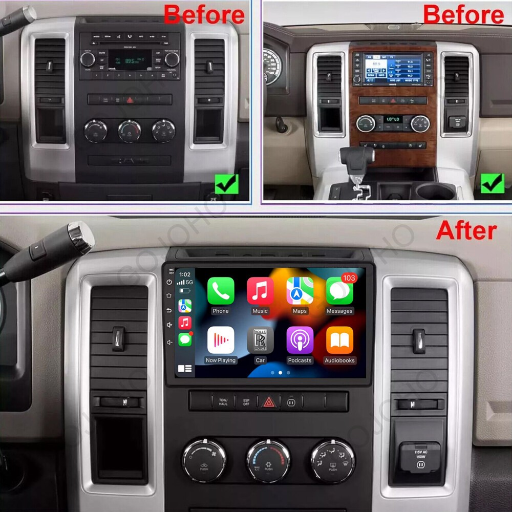 10.1'' Carplay For Dodge RAM 1500 2500 2009-2012 Android 13 Car Radio GPS Stereo