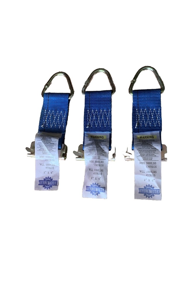 3 Trailer Tough Tie Down Straps 2”