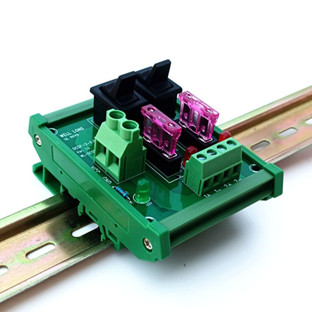 DIN Rail Mount 2 Position Rocker Switch Power Distribution Module Fuse Splitter