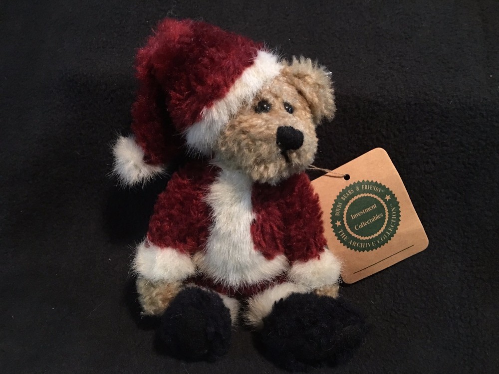 Boyds Collection - Stuffed Soft & Cuddly Santa Bear 6" Tall - Mint