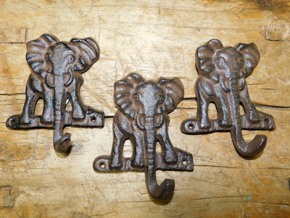 Cast Iron ELEPHANT Towel Hanger Coat Hat Hooks Key Rack Hook CIRCUS DUMBO