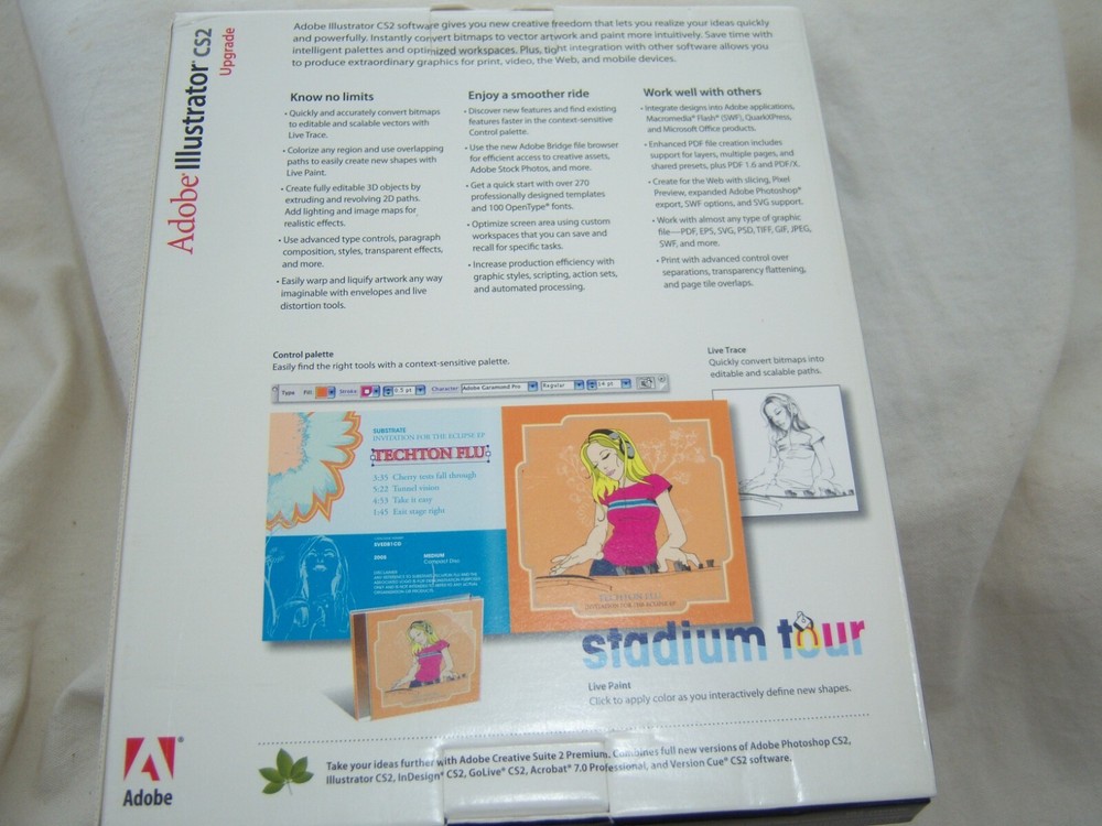 ADOBE ILLUSTRATOR CS2 UPGRADE 2 DISCS Macintosh w Serial Number