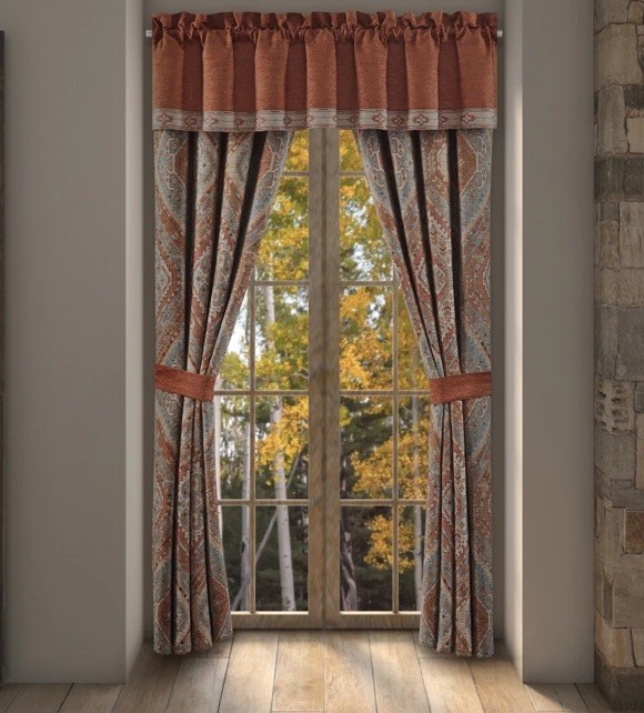 J Queen New York Jackson Lodge Window Panel Pair & Tiebacks Rustic Southwest
