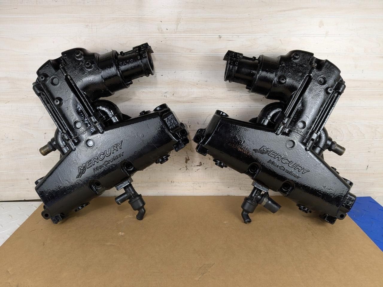 MerCruiser V8 Dry Joint Exhaust Manifolds & Risers PAIR 5.0L 5.7L 6.2L