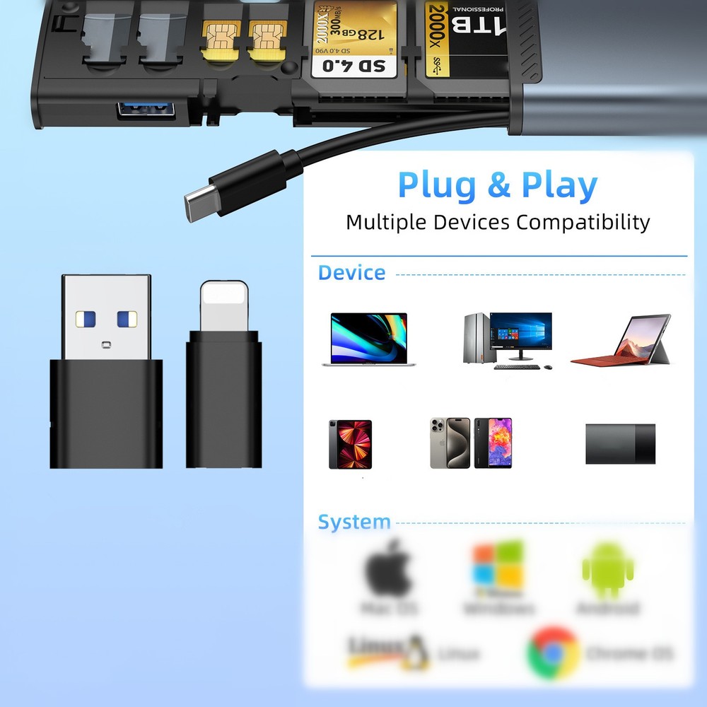 Universal Smart Adapter Card Storage Data Cable USB Box Card Reader Box