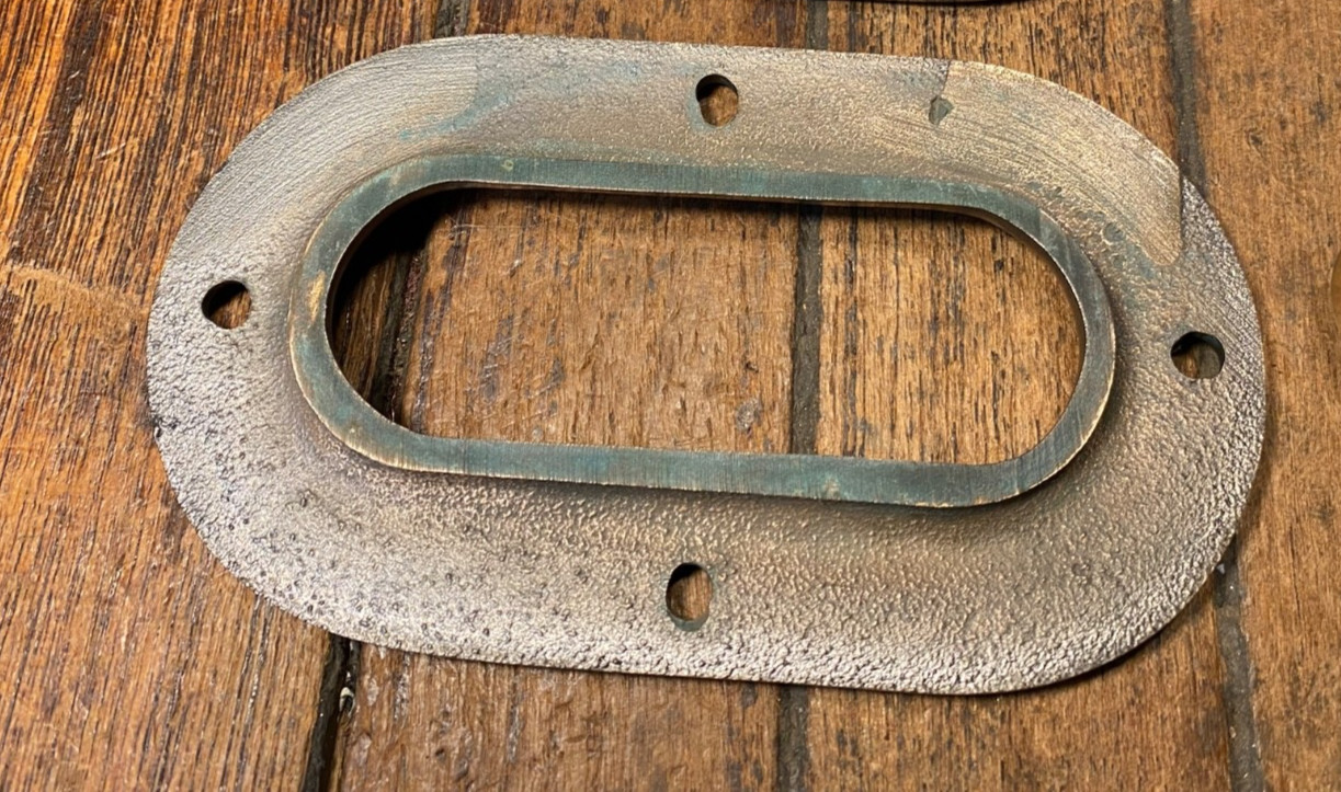 VINTAGE CAST POLISHED BRONZE COMBINATION CLEAT/HAWSE HOLE 12" LONG (2 avail)