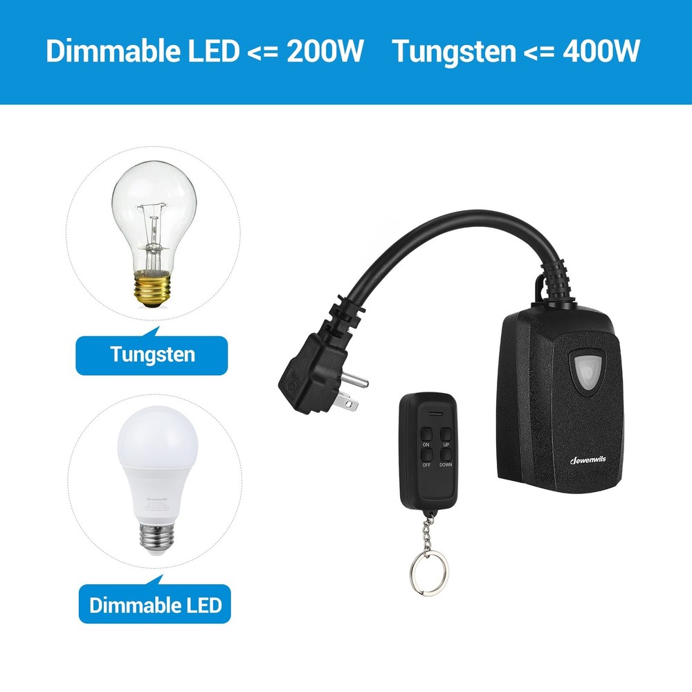 DEWENWILS Outdoor Dimmer for String Lights Plug in Remote Control Light Dimmer