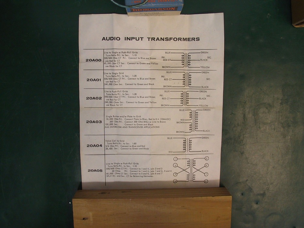 THORDARSON 20A00 INPUT TRANSFORMER