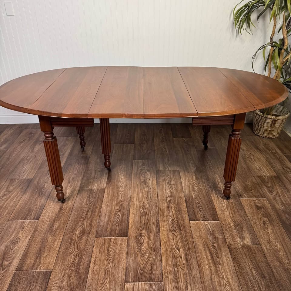 Federal-Style Cherry Extension Drop-Leaf Dining Table - Seats 8–10