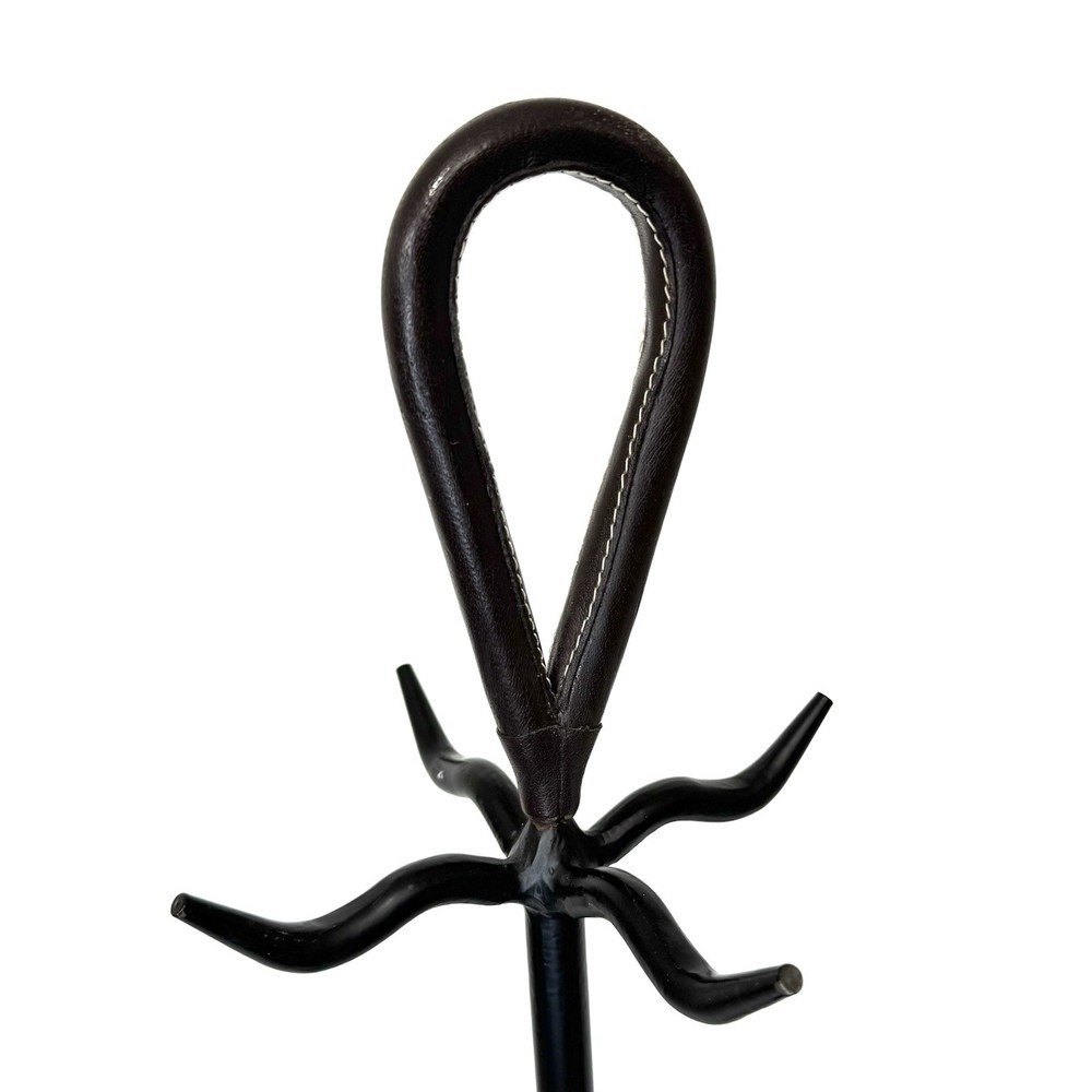 Jacques Adnet Style Leather & Iron Fireplace Stand (ONLY)