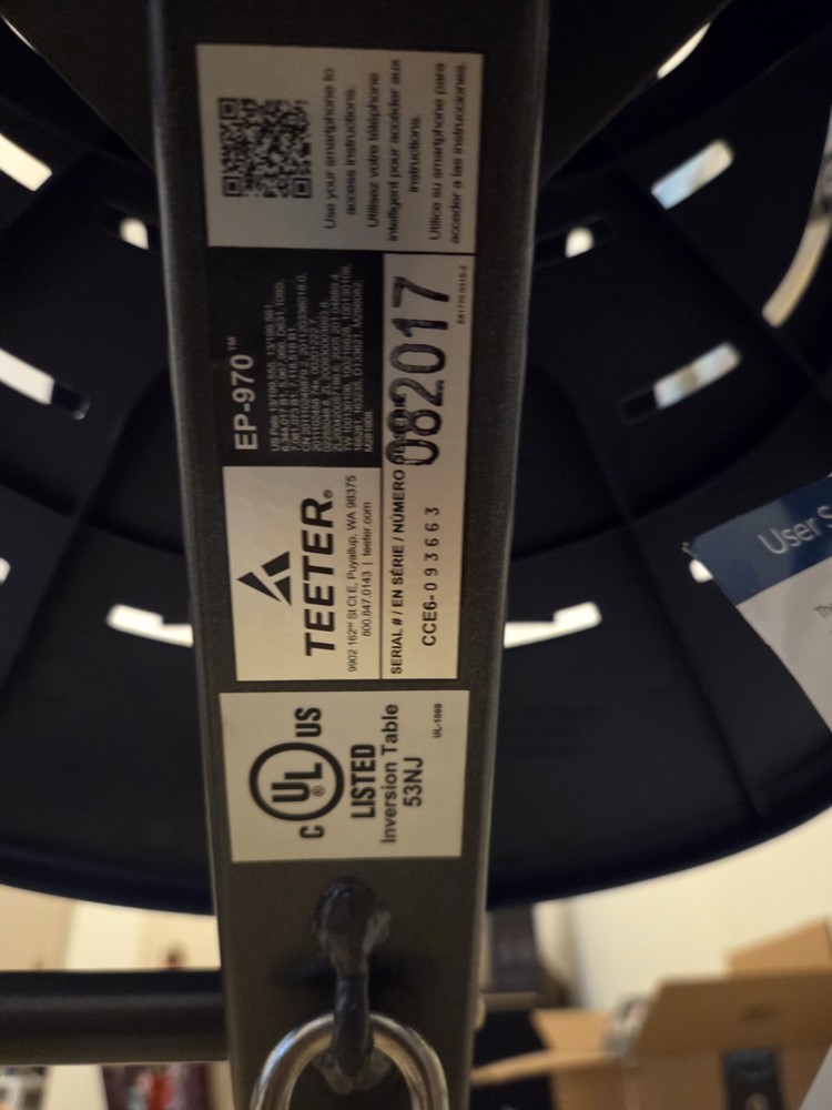 Teeter EP-970 Adjustable Padded Foldable Inversion Table Blue w/ Accessories