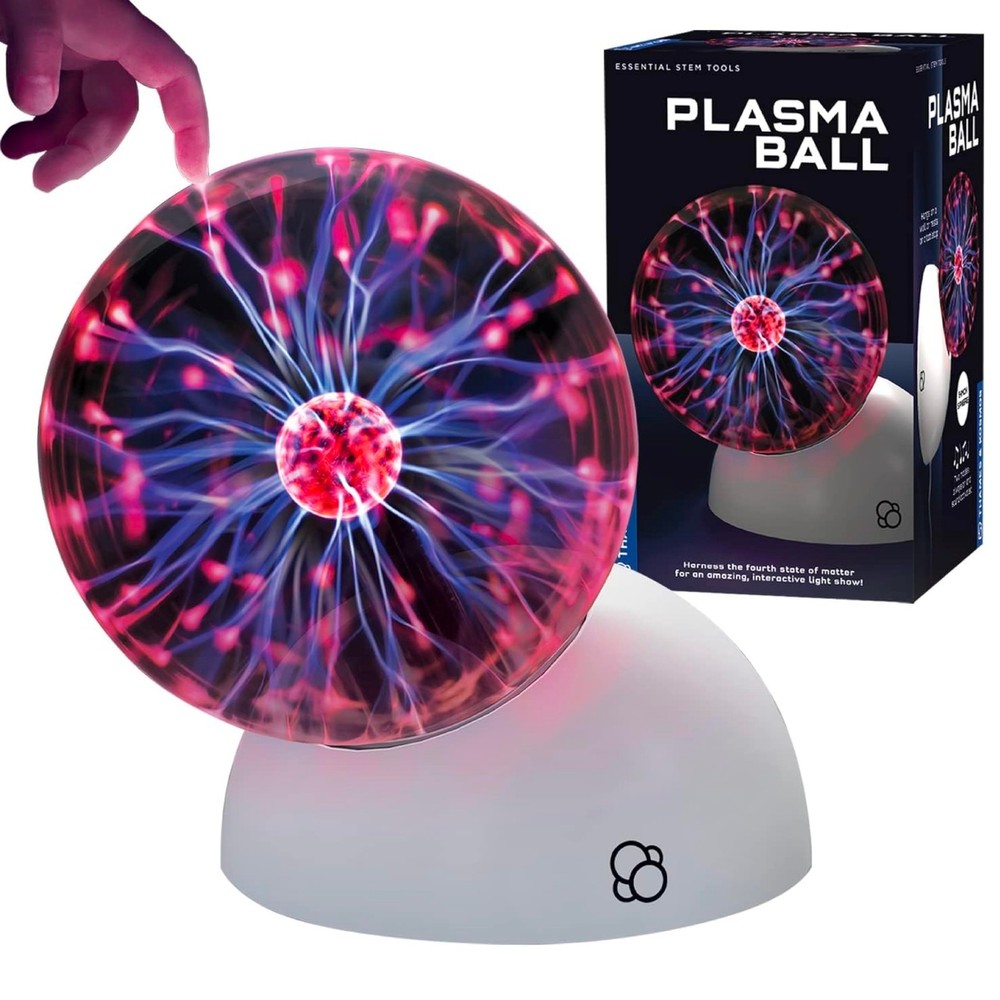 Interactive Plasma Ball - 5-Inch Glass Sphere, STEM Science Tool, Electric Light