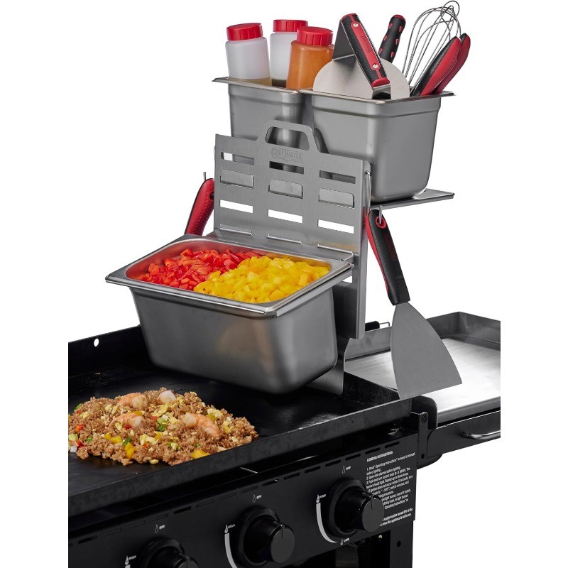 Steam Pan Insert & Adjustable Griddle Shelf Set – Organizer & Condiment Holder