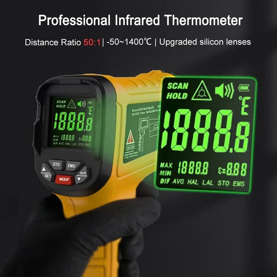 BSIDE H3 Digital Infrared Thermometer Laser IR LCD Temperature Meter Pyrometer